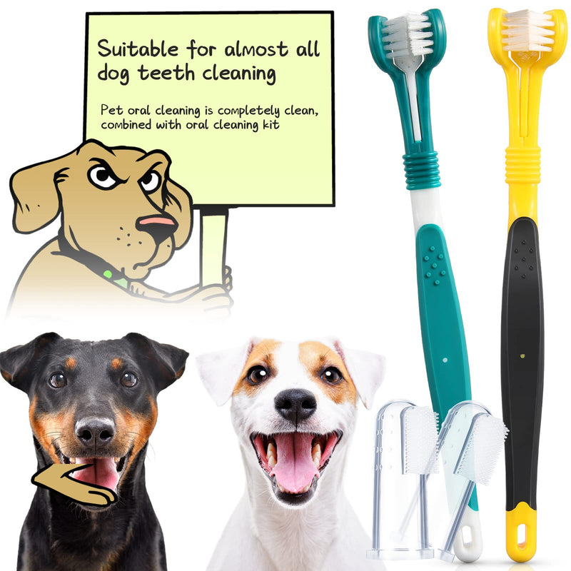 7 Pieces Dog Teeth Cleaning Kit Includes Dental Tooth Scaler and Scraper Stainless Steel Tarter Remover Scraper 3 Head Dog Toothbrush and Silicone Dog Finger Toothbrush Dog Plaque Remover Tools