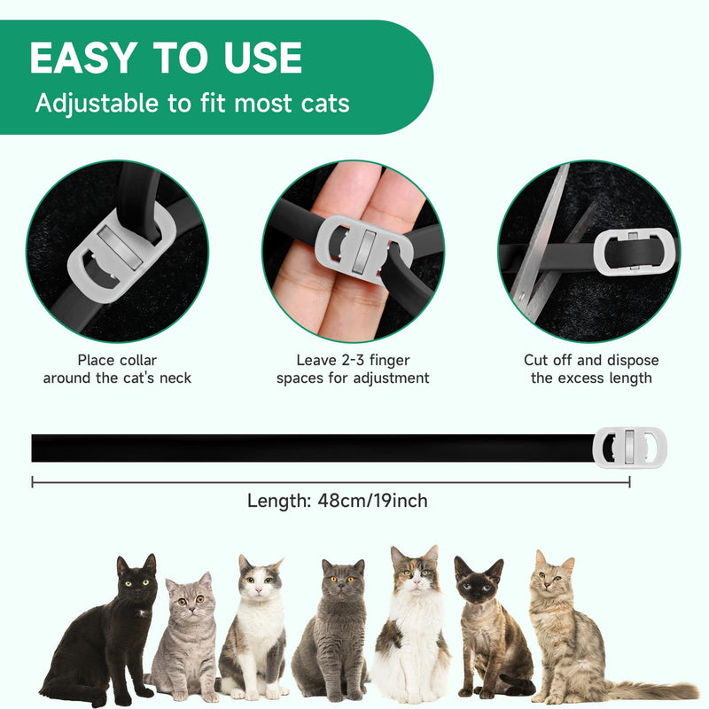 4 Pack Cat Flea Collars, Cat Flea and Tick Treatment, 32 Months Protection Flea and Tick Prevention for Cats, Waterproof Flea Collar for Cats, Black