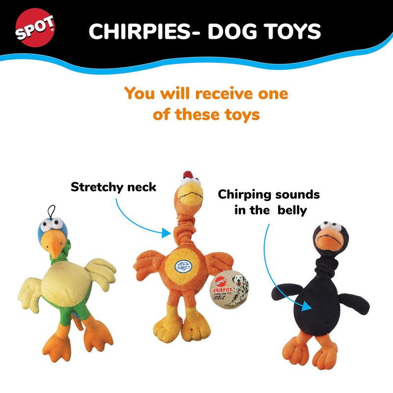 SPOT Ethical Plush Chirpies Assorted Birds 14-Inch Dog Toy