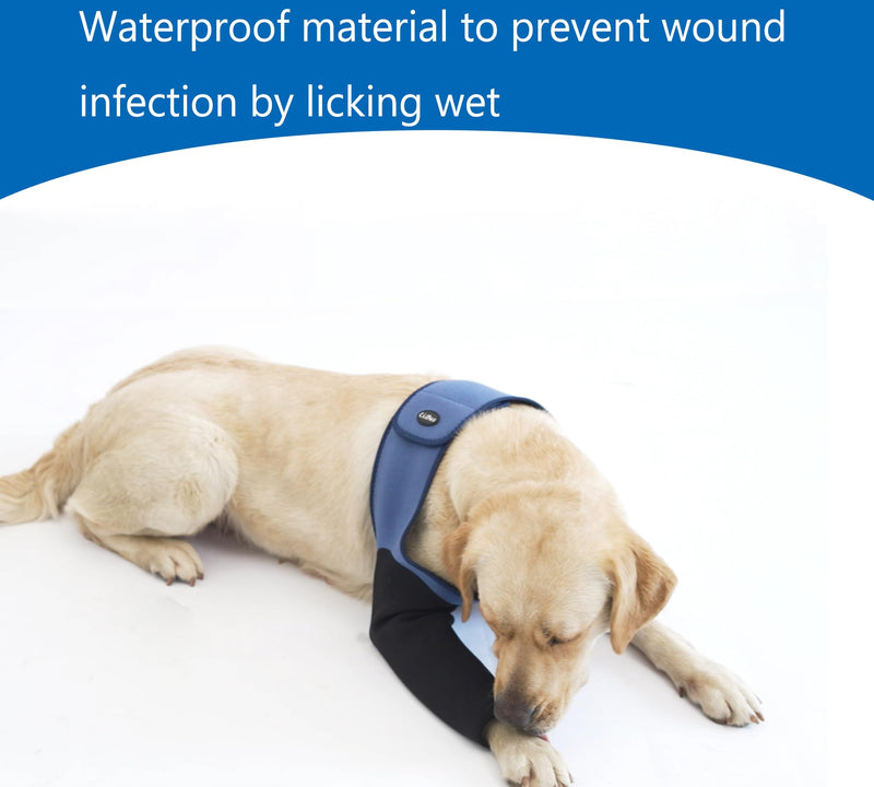 Dog Recovery Sleeve, Dog Recovery Suit, Abrasion Resistant Dog Recovery Sleeve Front Leg, Washable 2.5mm Thick and Waterproof, Pet Wounds Prevent Licking, Bite, Being Wet and Infected Blue (Large) Large