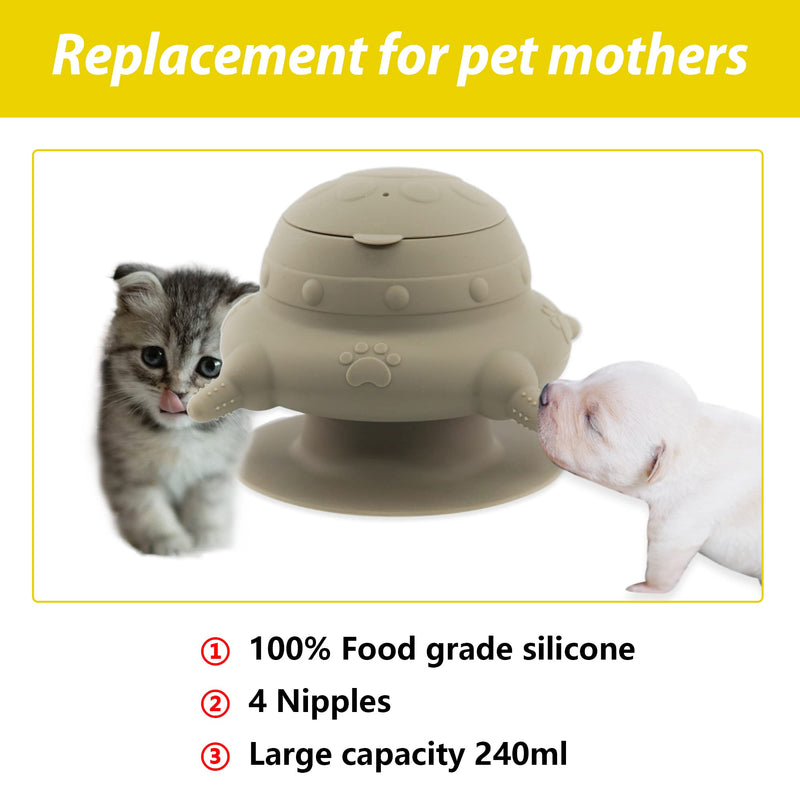 Puppy bottles for nursing,Puppy milk feeders for multiple puppies nipple,Puppy Feeder Milk Bowl,4 Nipples Silicone Puppy Nursing Station,Feeder Bowl for Kittens, Puppies,Capacity 240ml（Grey） - PawsPlanet Australia