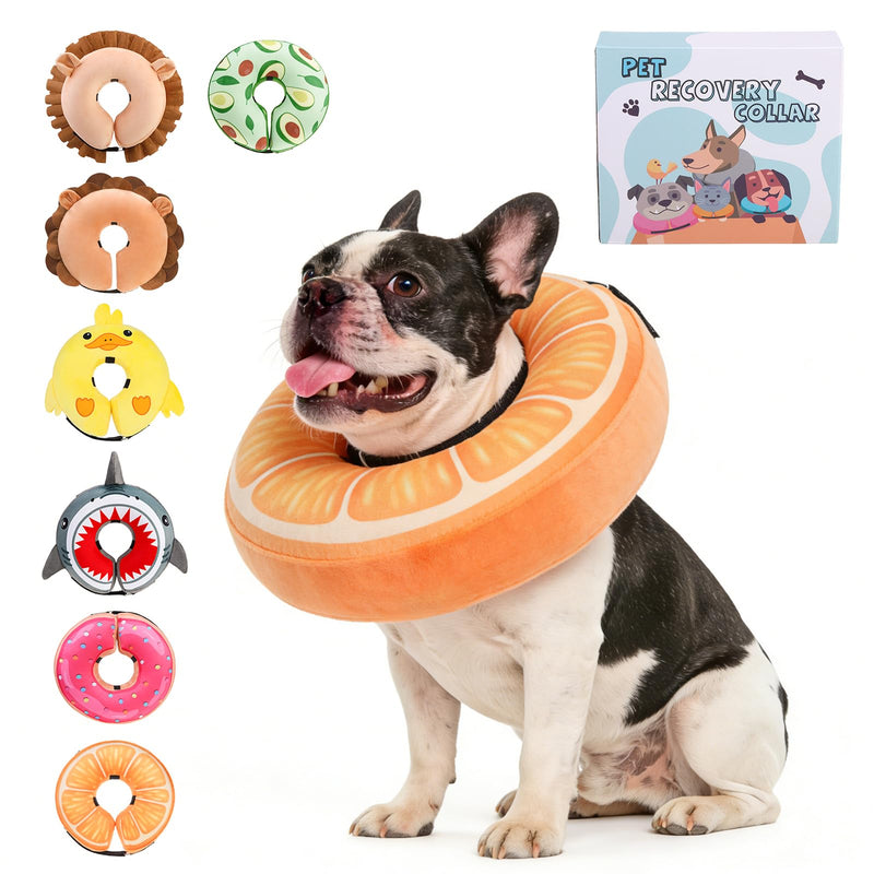 KOOLTAIL Inflatable Dog Cone Collar, Soft Donut E Collar for Dogs After Surgery to Stop Licking Enhanced Alternative, Blow Up Pet Neck Pillow Recovery Adjustable Cone for Dog Cat,Upgrade Size,Orange M orange Medium(13-15in)