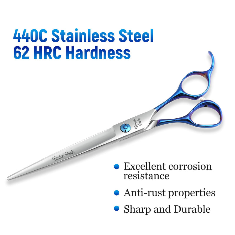 Fenice Peak Grooming Scissors for Dogs 7 inch Straight Pet Grooming Scissors Ergonomically Designed Blue Handles Ideal Dog Shears for Precise Trimming Easy Use. - PawsPlanet Australia