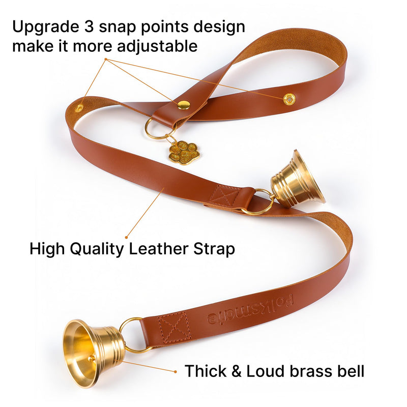 Leather Dog Door Bells for Potty Training, Big Brass Puppy Dog Door Bells Extra Loud for Dogs Training, Housebreaking, Door Knob, Dog Bell to Ring to Go Outside Puppy Pet Supplies Leather One Dog Bell Brown/Leather - PawsPlanet Australia