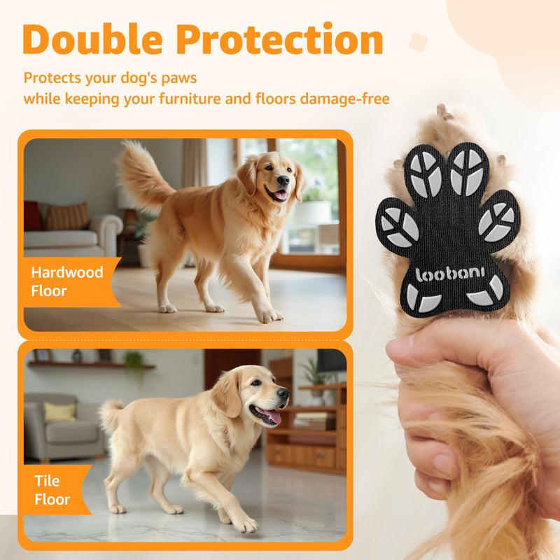 Dog Paw Protector for Senior Dogs - Anti-Slip Dog Paw Pads for Dogs Traction on Hardwood Floors, Paw Grips Stickers with Stronger Adhesive for Slippery Floors, 12 Sets (48pcs) Leaf Black XXXL Black｜Leaf Shape - PawsPlanet Australia