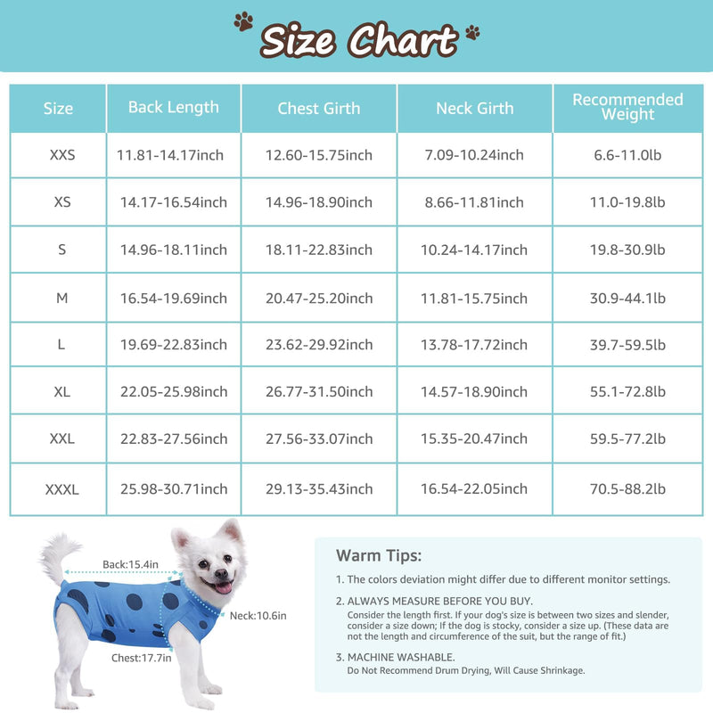 2 Packs Dog Recovery Suit Female Male, Blue+Pink, XS - PawsPlanet Australia