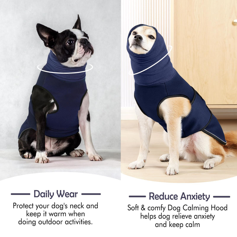 KOESON Dog Anxiety Vest, Thunder Jacket for Large Dogs Calming Jacket with Hoodie, Dog Anxiety Jacket for Fireworks, Separation, Anti-Anxiety Dog Hoodies for Noise Block & Ear Protection Blue 2XL XX-Large NavyBlue - PawsPlanet Australia