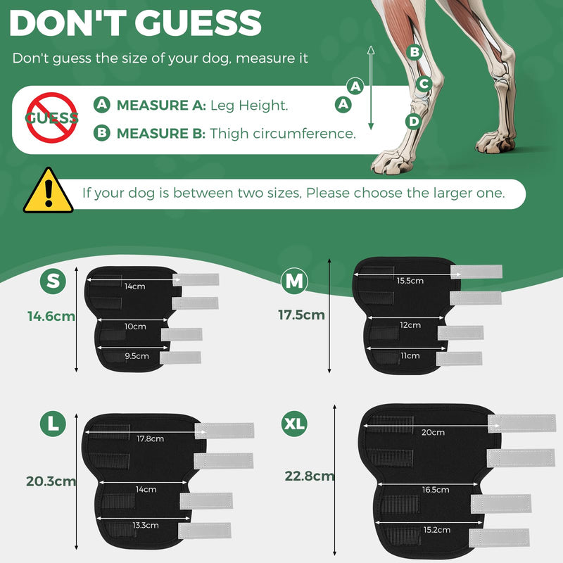 OHCOZZY Dog Rear Leg Brace 2Packs with Reflective Straps, Leg Splint Provides Joint Support and Against Lick, Leg Wrap Protector for Wound Injury and Sprain Healing,M M Black
