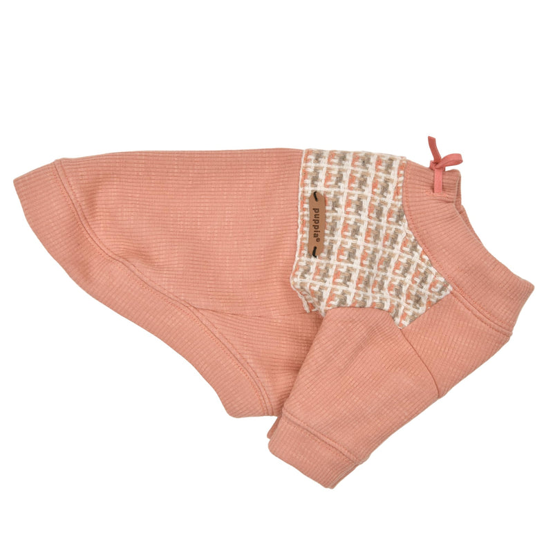 Puppia Yule Winter Round Neck Shirts Checkered Pattern for Small and Medium Dogs, Coral, Medium - PawsPlanet Australia