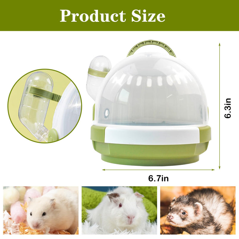 Hamster Carrier Cage with Water Bottle,Portable Dwarf Hamster Travel Carrier Plastic Guinea Pig Carrier Small Animal Breathable Outdoor Cage for Hamsters Chinchillas Hedgehog (Green) 【Green】