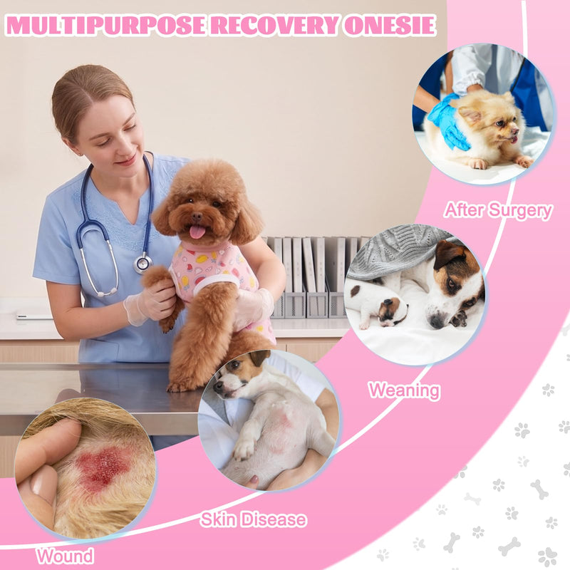 Dog Surgery Recovery Suit, Puppy Surgical Onesie for Female Spay Male Neuter, Soft Anti-Licking Bodysuit Pajamas Shirt After Surgery, E-Collar & Cone Alternatives for Small Medium Dogs Cats Watermelon S
