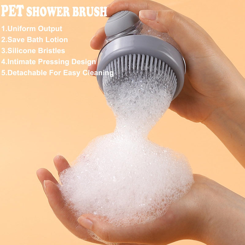 4Pcs Dog Shower Grooming Kit, Soft Silicone Pet Shampoo Massage Dispenser Brush, Adjustable Soothing Rubber Brush, Self-Cleaning Slicker Comb, Gentle Deshedding Brush Glove for Cats & Dogs - PawsPlanet Australia