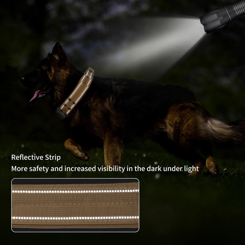 Annchwool No Pull Dog Harness with Soft Padded Handle(Brown XL)+Tactical Dog Collar for Medium and Large Dog(Brown L) - PawsPlanet Australia