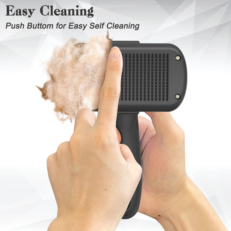 Self Cleaning Shedding Brush for Dogs & Cats, Skin Friendly Cat Brush, Dog Grooming Brush, Dog Brush for Shedding, Deshedding Brush, Puppy Brush Hair Brush for Haired Dogs, Black - PawsPlanet Australia