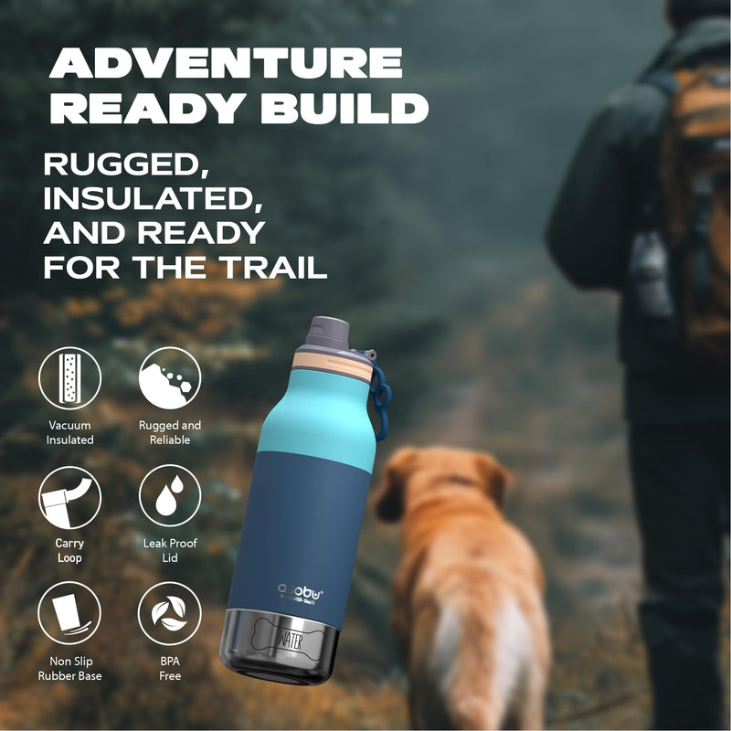 asobu Buddy Bottle a Stainless Steel Insulated Water Bottle for with Removable Dog Water Bowl and Dog Food and Treat Storage Bowl (Pastel Green, 34 Oz) - PawsPlanet Australia