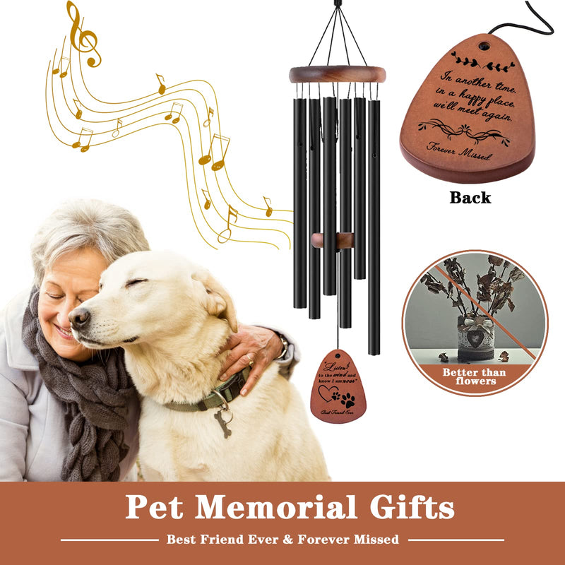 Pet Memorial Gifts, 28" Pet Memorial Wind Chimes, Dog Memorial Gifts, Pet Loss Gifts, Loss of Pet Sympathy Gift, Pet Remembrance Gift in Memory of Dog Cat Wood-black - PawsPlanet Australia