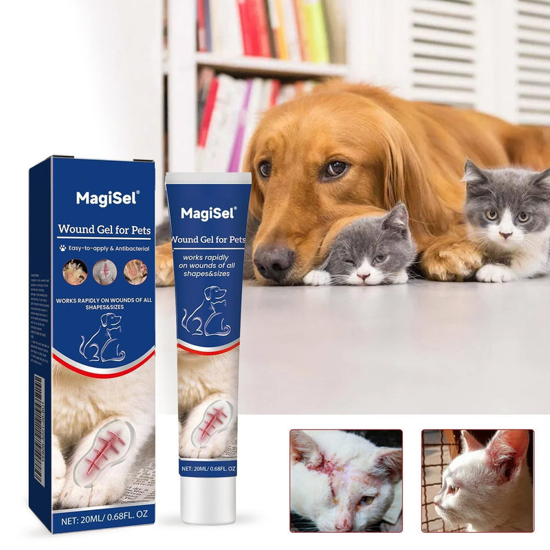 MagiSel Wound Gel for Dogs, Wound Ointment for Dogs and Cats, Natural Ingredients, for Skin Infections and Wounds, Reduces Itching and Skin Irritation, Suitable for All Animal Species (20 ml)