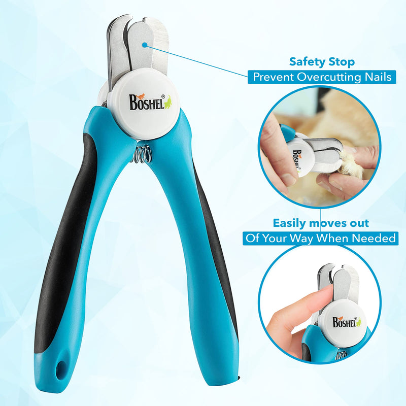 BOSHEL Dog Nail Clipper and Cat Nail Clipper Set - Dog Nail Trimmers with Safety Guard & Razor-Sharp Blades & Extra Bonus File - Cat Nail Trimmers with Easy-View Angled Blade - Comfy Ergonomic Handles - PawsPlanet Australia