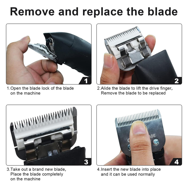 Size3-1/2 Professional Detachable Replacement Ceramic Blades Set,Compatible with Andis AGC,BDC,BGC,MBG Series,Oster Classic 76/Star-Teq/Power-Teq Clippers，Cut Length 3/8-Inch(9.5mm) 3-1/2 9.5mm - PawsPlanet Australia