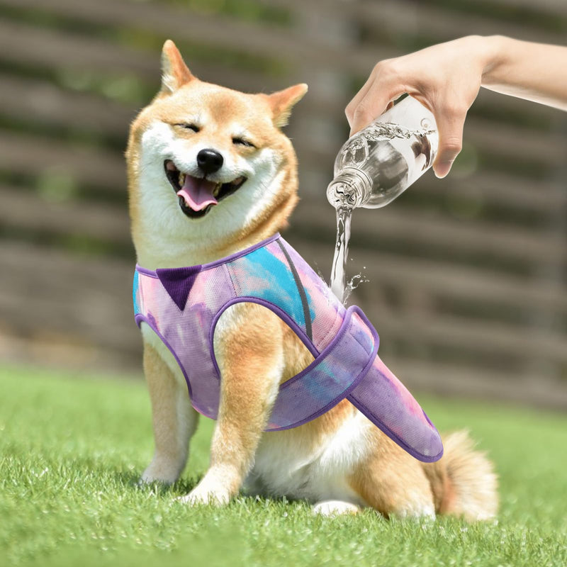 KYEESE Dog Cooling Vest, Lightweight Dog Cooler Jacket, 3D Breathable Mesh Pet Cooling Shirts for Summer with Reflective Stripe, Sun Protection Pet T Shirt for Beach, Hiking, Walking, Purple, M Medium (11-18lbs) - PawsPlanet Australia