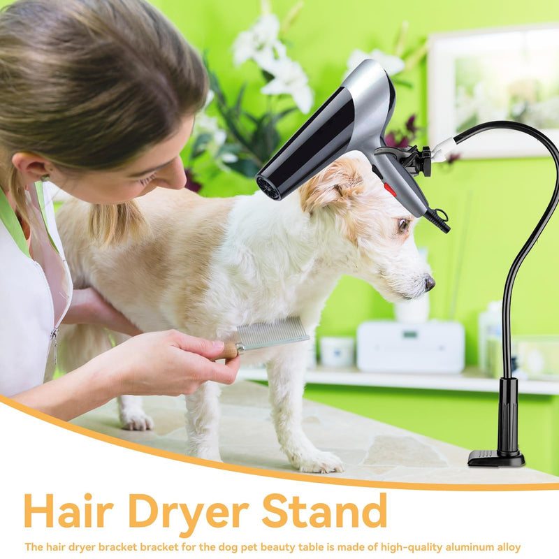 78x8x5.5cm/30.7x3.1x2.2in Dog Hair Dryer Holder, Pets Grooming Table Hair Dryer Holder, 360 Degree Rotating Lazy Blow Dryers Hands Free Stand with Adjustable Clamp for Pet Dog Cat Grooming