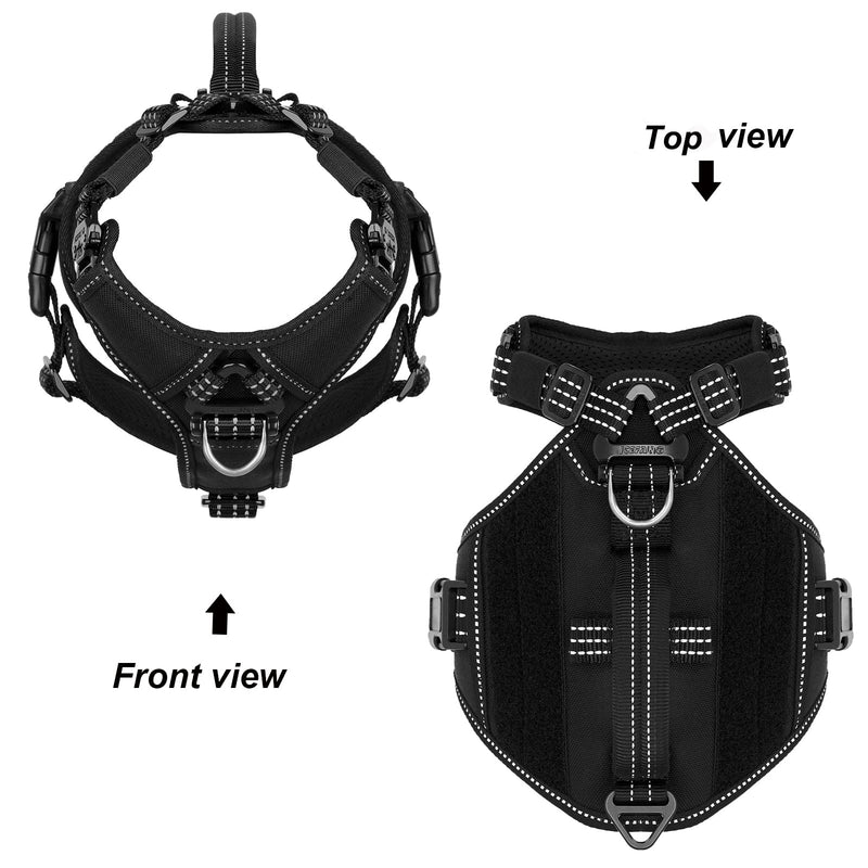 ICEFANG GN8 Quick-Moving Tactical Dog Harness with Handle ,Reflective in Training Walking K9 Vest,No-Pull Front Lead ,5-Points Adjustable,Hook and Loop Panels Small (Pack of 1) Black