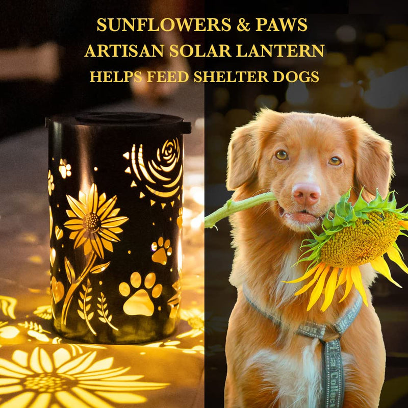 iHeartDogs Pet Memorial Gifts - Artisan Shadow Solar Lantern 'Sunflowers & Paws' - This Pet Loss Gift Feeds 7 Shelter Pets in Honor of Your Departed Pet Sunflowers & Paws - PawsPlanet Australia