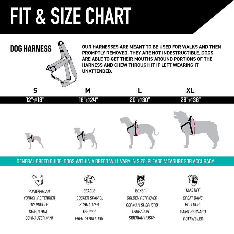 Wolfgang Heavy Duty Adjustable Dog Harness, Pull-Tested to Over 800 lbs for Walking & Training, Daydream Print, Large Large (1 Inch x 20-30 Inch) - PawsPlanet Australia