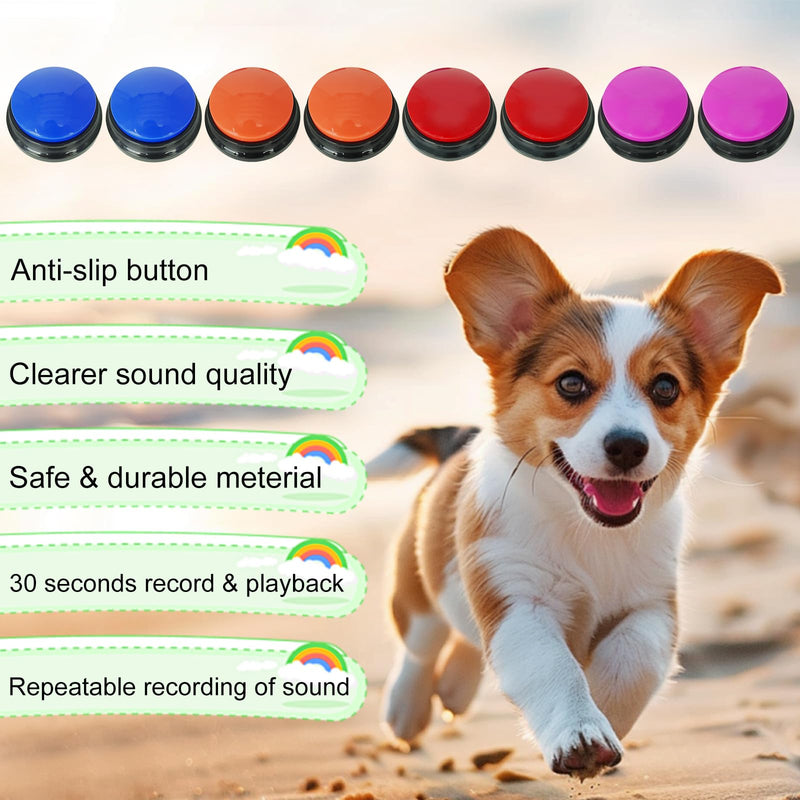 Set of 8 Dog Buttons for Communication, Voice Recordable Buttons for Classroom, Dog Training Talking Buttons Starter Set, Pet Easy Speaking Buttons Tools - PawsPlanet Australia