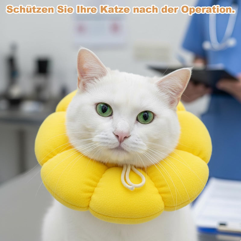 Cat Neck Brace, Pack of 2, Yellow and Grey, Soft and Breathable Material, for Cats and Small Dogs, 22 x 23 cm