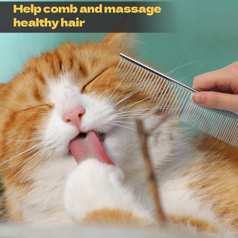 Biaungdo 2 Pcs Dog Grooming Combs Set, Metal Dog Comb for Removing Tangles and Knot, Cat Brush Grooming Tool for Long Haired Pets - PawsPlanet Australia