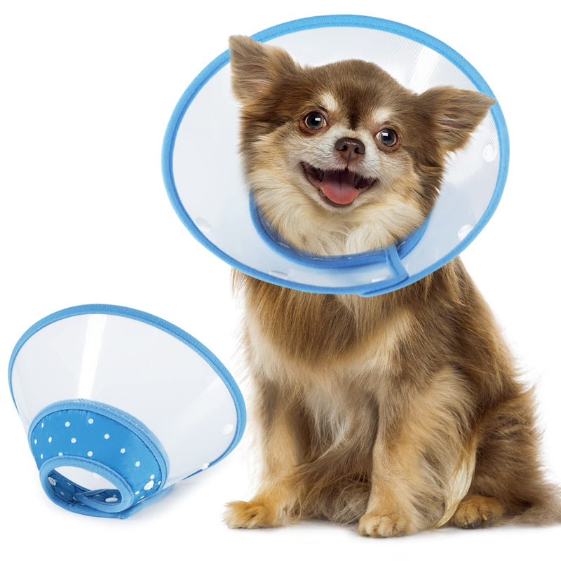 Vivifying Dog Cones for Small Dogs, Adjustable 8-9.6 Inches Soft Lightweight Elizabethan Collar for Small Dogs and Large Cats to Stop Licking Wounds After Surgery(Blue) L(Neck: 8.0-9.6 in) Blue