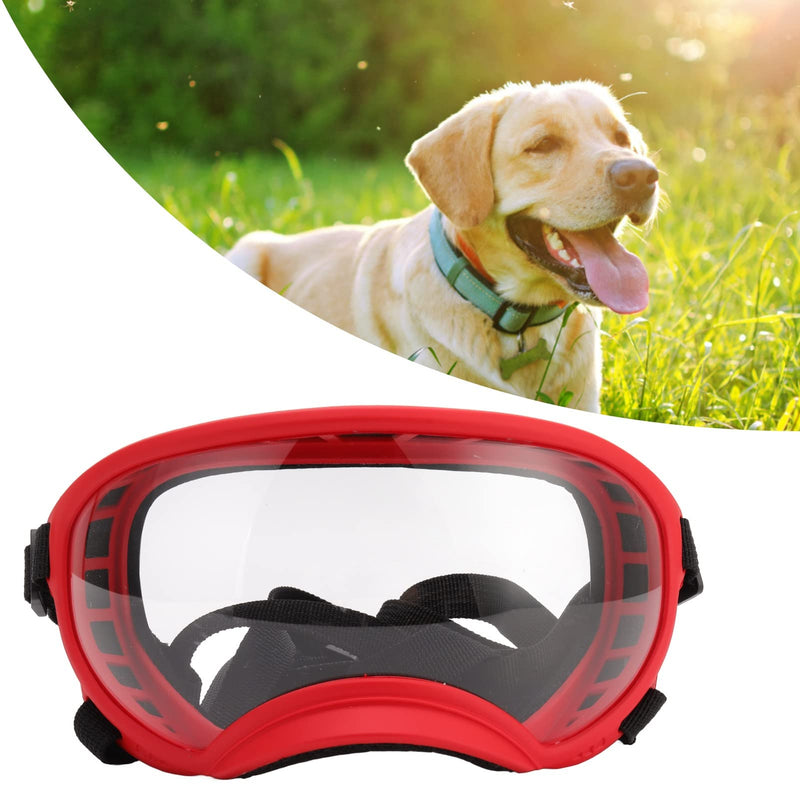 VBESTLIFE Dog Goggles, Windproof Ultraviolet Proof Dustproof Strap Dog Sunglasses for Large Breed Red Frame and Transparent Goggles