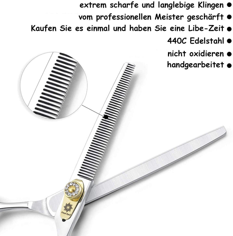 Dream Reach Professional 7" Dog Grooming Scissors Thinning/Blending/Chunking, Straight, Curved Scissors Kit, JP-440C Stainless Steel Pet Cat Hair Cutting/Trimming Shears (7 Inch-thinning Scissors) 7 Inch-thinning Scissors - PawsPlanet Australia