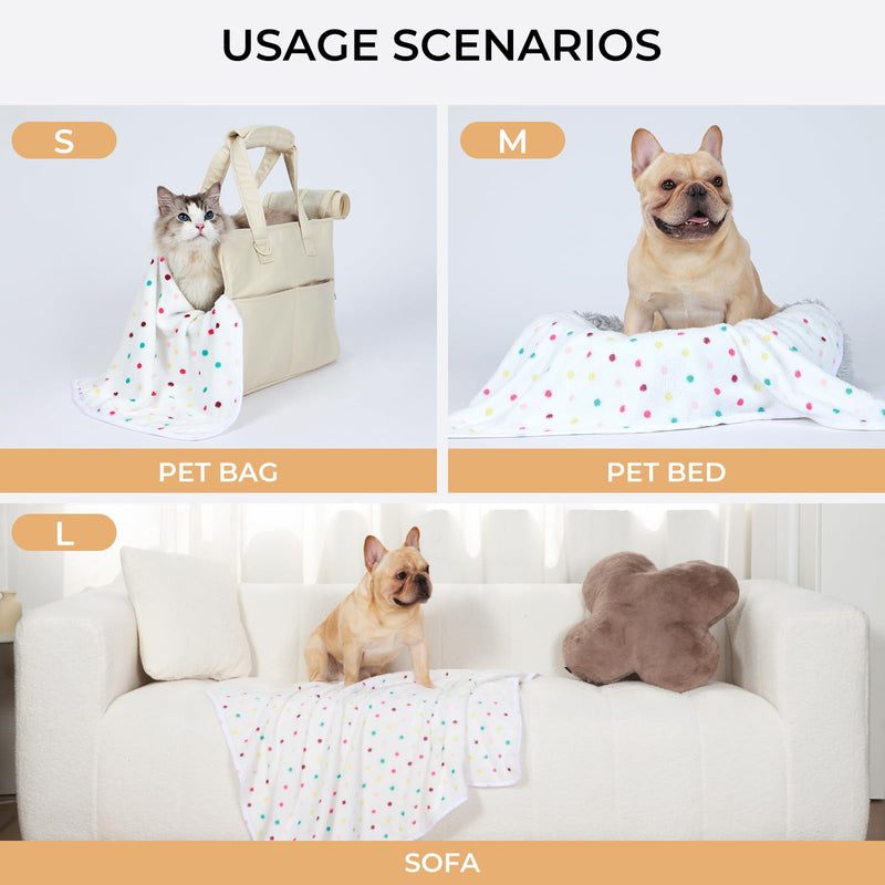 1 Pack 3 Blankets Super Soft Cute Dot Pattern Pet Blanket Flannel Throw for Dog Puppy Cat Dot (Large(41x31), Beige/Brown/Pink) 41x31 inch (Pack of 3) - PawsPlanet Australia