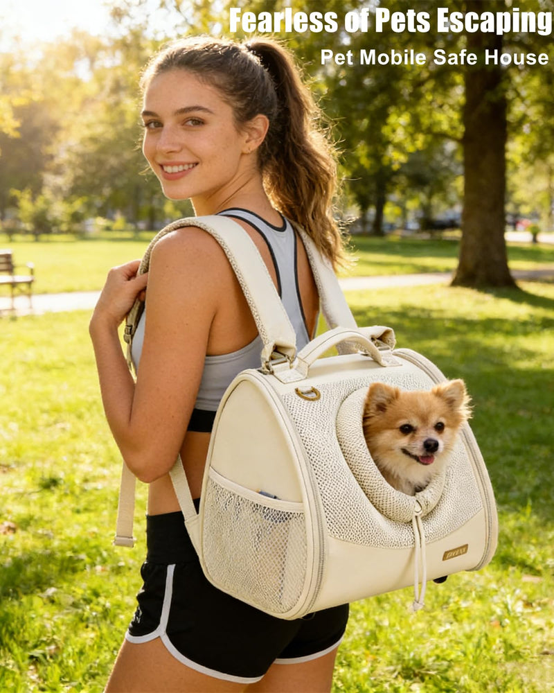 Pet Dog & Cat Chest Carrier Backpack,Adjustable Ventilated Carrier for Small Dogs Cats,Front Facing Puppy Carrier Backpack,Lightweight Doggy Backpack for Travel Hiking Outdoor (Beige) Beige - PawsPlanet Australia