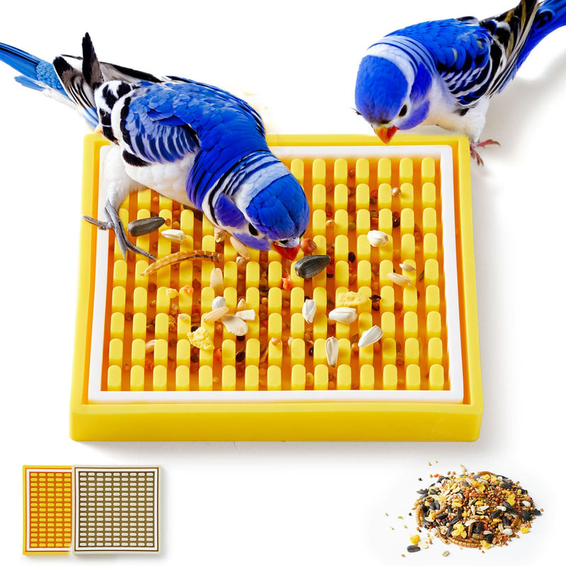 2Pcs Bird Foraging Toys Puzzle, Bird Slow Feeder Mats, Interactive Parrot Foraging Toys to Increase Feeding Time, Bird Enrichment Toys for Rat, Parakeet, Cockatiel, African Grey, Conure, Budgies