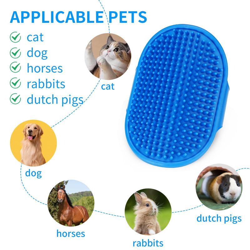 Dog bath brush DSOE dog shmpoo brush massage brush of dog cleaning and beauty set 2 pcs (Tapered brush head, Blue + Red)