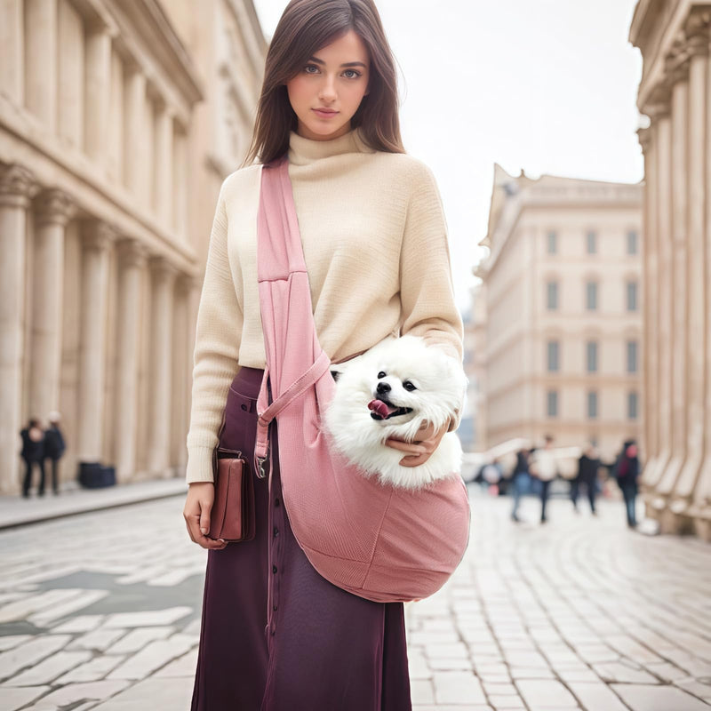Dog Slings for Small Dogs,Soft and Breathable Waffle Fabric,Puppy Essentials,Reversible Dog Sling with Organizer Pocket,Suitable for Small Dogs and Cats,Pink - PawsPlanet Australia