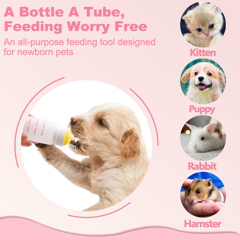 Kitten Bottle Feeding kit with Feeding Nipple and Syringe, Soft Silicone Nursing Pet Feeding Bottle, Ventilation Valve Resistant Tearing for Small Puppies, Kittens, Rabbit (M Nipple-Yellow) 1 Count (Pack of 14) Yellow - PawsPlanet Australia
