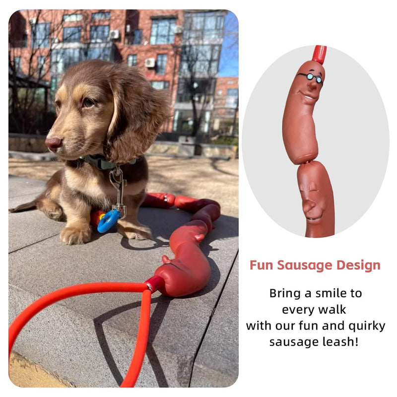 MANON ROSA Sausage Leash Hot Dog Walking Gear - Durable Rubber Wiener Hotdog Leash - Playful Pet Chew Toy for Small Dogs & Puppies, Cats & Outdoor Fun - PawsPlanet Australia