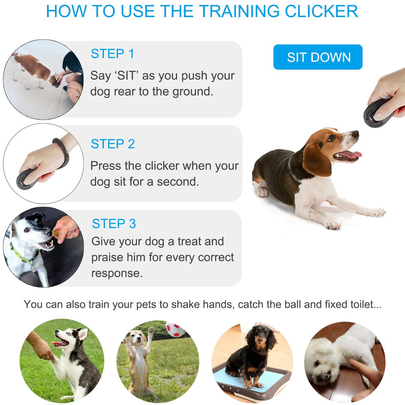 Diyife Clicker Training for Dogs, [2 Pcs] Dog Clicker for Training, Clicker Dog Training with Wrist Strap, Clicker for Pets, Dog Clicker Fits Dog Cat Horse Behavioral Training,Black &Water Lake Blue - PawsPlanet Australia