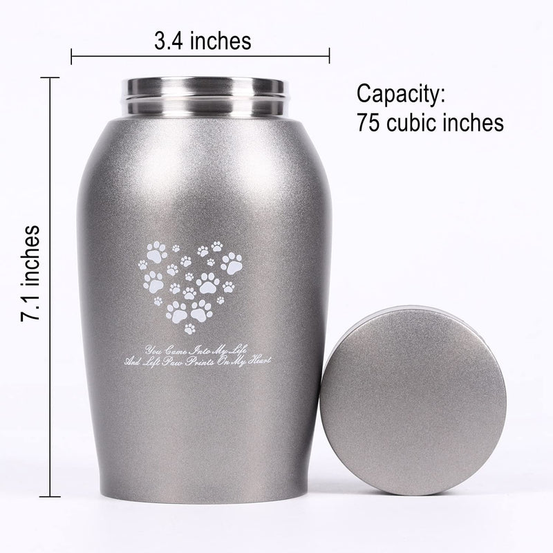 Youdear Memorials Stainless Steel Pet Urns,Premium Urns for Dog and Cat Ashes,Suitable Size Urns for Pet Ashes (Medium, Grey) Medium Gray - PawsPlanet Australia