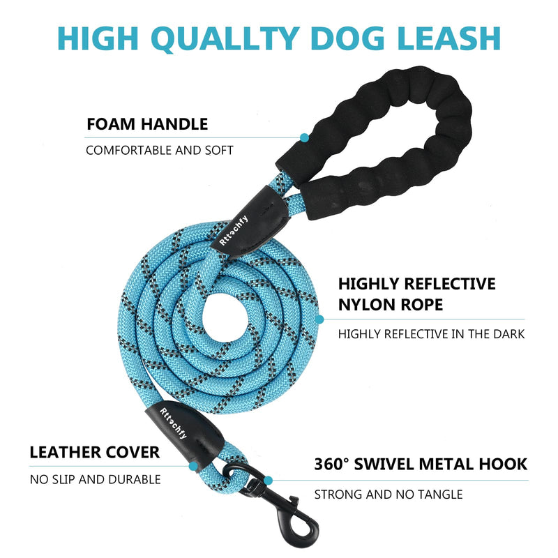 Dog Leash Heavy Duty - 2/4/5/6/8/10 Foot Rope Leash with Comfortable Padded Handle and Reflective - Puppy Training Leash for Small Medium Large Breed Dogs - (1/2" x5 FT, Blue) L (1/2'' x 5 FT) - PawsPlanet Australia