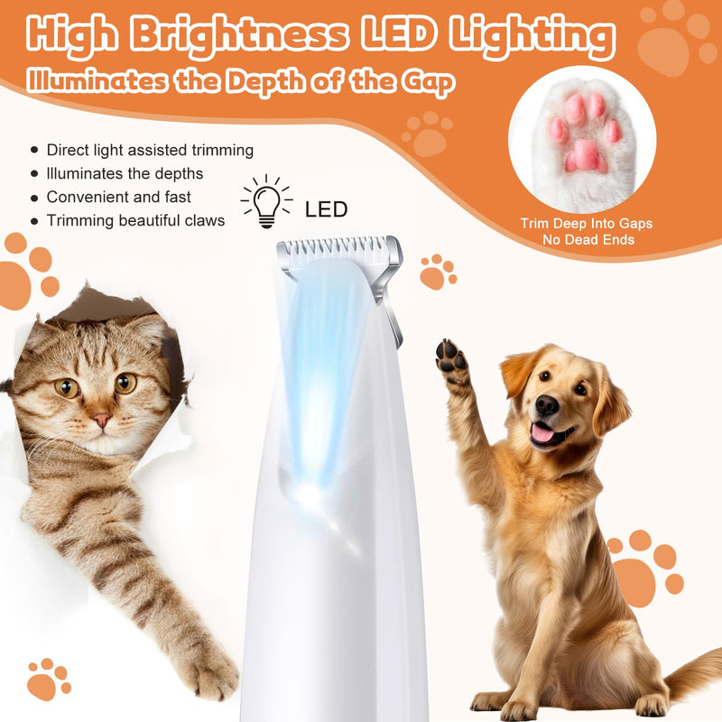 Dog Paw Trimmer with LED Light, 18mm Widen Blade, 35dB Low Noise, LED Display, Fully Waterproof, USB Rechargeable Pet Hair Trimmer for Dogs Cats Trimming Paws, Eyes, Ears, Face and Rump - PawsPlanet Australia