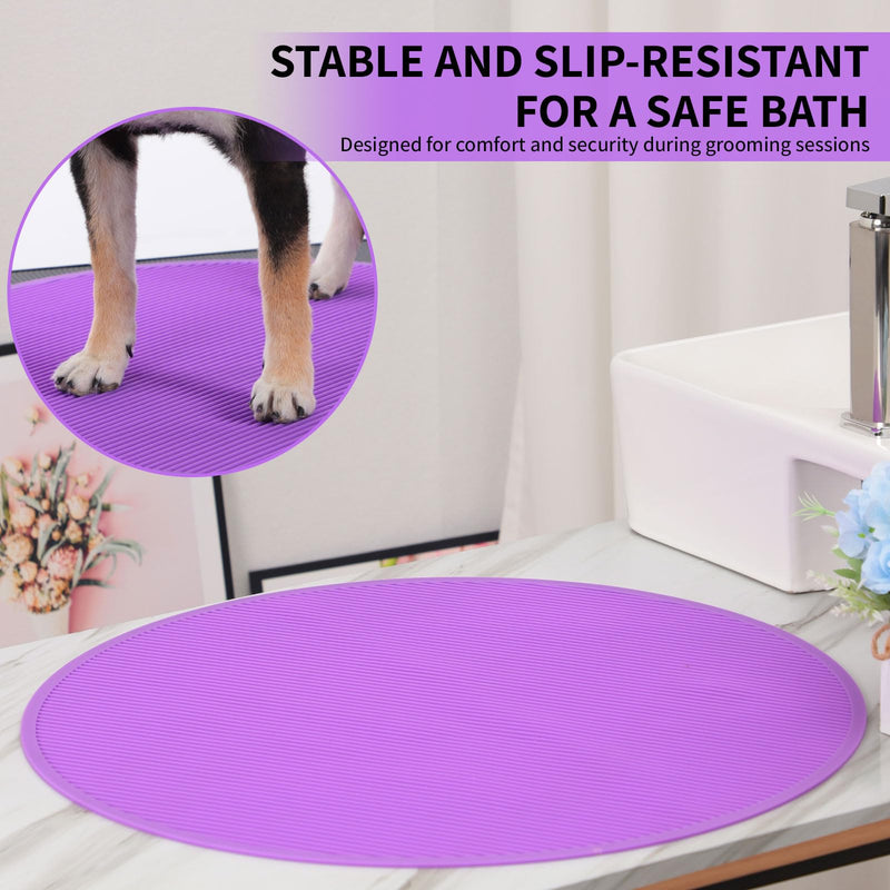 Pet Grooming Table Non-Slip Mat - Padded Mat for at-Home Grooming Dogs and Cats,Bathing Mat for Pets, Diameter: 22.4inch/57cm (Purple, Diameter: 22.4inch/57cm) Purple - PawsPlanet Australia