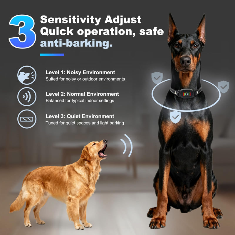 Dog Bark Collar - Shock Collars for Large Medium Small Dogs with Vibration Beep Modes, Waterproof IP67, Rechargeable Training Collar with 8 Adjusable Sensitivity, Calming Anti Barking Device