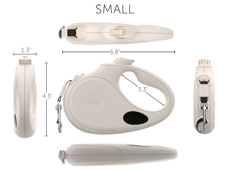 TUG Oval 360° Tangle-Free Retractable Dog Leash with Integrated Waste Bag Dispenser (Small, Cream) Small - PawsPlanet Australia