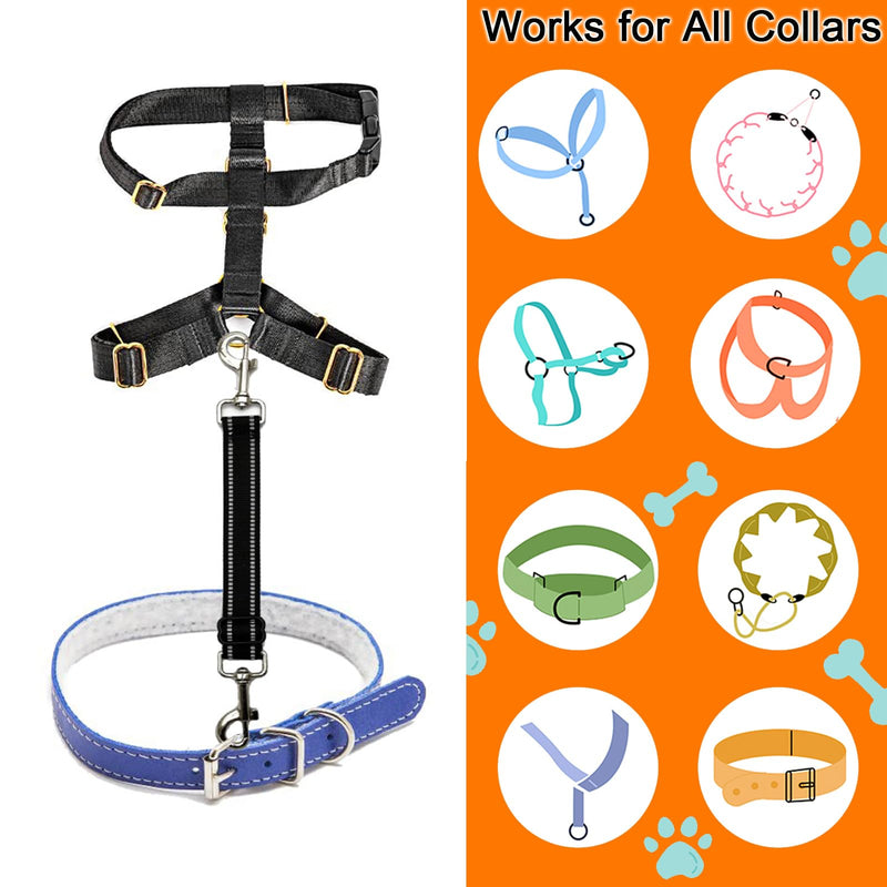 Prong Collar Safety Clip,Dog Safety Clip Dog Harness Connector, Adjustable Reflective Nylon Backup LeashClip Harness Leash Connector Backup Clasp (Thickening Purple)