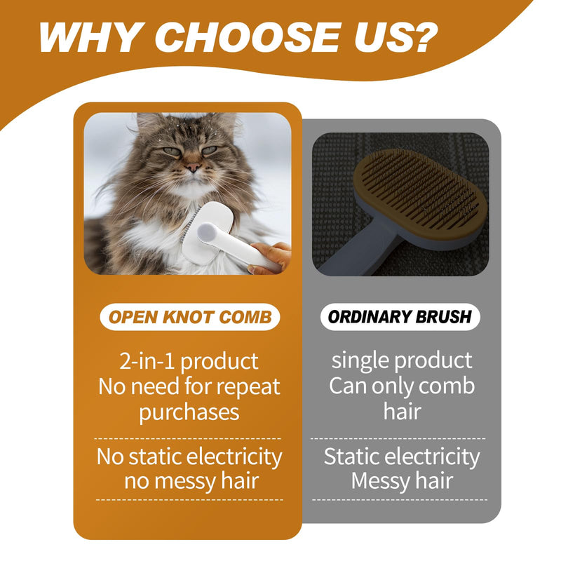 TemApex 2-in-1 Self Cleaning Shedding Brush & Dematting Comb for Long Haired Cats and Dogs, Pet Grooming Deshedding Brush for Dog and Cat Removes Loose Fur & Tangles - PawsPlanet Australia